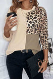 Leopard Waffle Knit Long Sleeve T-Shirt - Trendsi - Flyclothing LLC