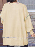 Slit Round Neck Lantern Sleeve Sweatshirt - Trendsi - Flyclothing LLC