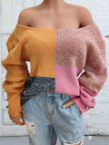 Color Block Decorative Button Long Sleeve Sweater - Trendsi - Flyclothing LLC