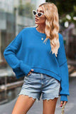 Round Neck Drop Shoulder Long Sleeve Sweater - Trendsi - Flyclothing LLC
