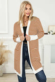 Striped Open Front Longline Cardigan - Trendsi - Flyclothing LLC
