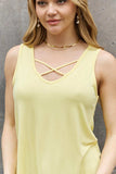 BOMBOM Criss Cross Front Detail Sleeveless Top in Butter Yellow - Trendsi - Flyclothing LLC