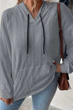 Textured Drawstring Kangaroo Pocket Hoodie - Trendsi - Flyclothing LLC