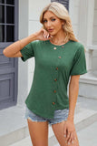 Round Neck Short Sleeve T-Shirt - Trendsi - Flyclothing LLC