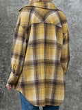 Plaid Collared Neck Long Sleeve Shirt - Trendsi - Flyclothing LLC