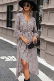 Slit Printed Surplice Balloon Sleeve Dress - Trendsi - Flyclothing LLC