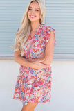 Floral Tie Neck Cap Sleeve Dress - Trendsi - Flyclothing LLC
