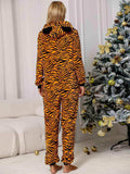Animal Print Zip Front Lounge Jumpsuit with Pockets - Trendsi - Flyclothing LLC