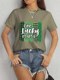 ONE LUCKY MAMA Round Neck T-Shirt - Trendsi - Flyclothing LLC