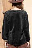 Notched Neck Long Sleeve Blouse - Trendsi - Flyclothing LLC