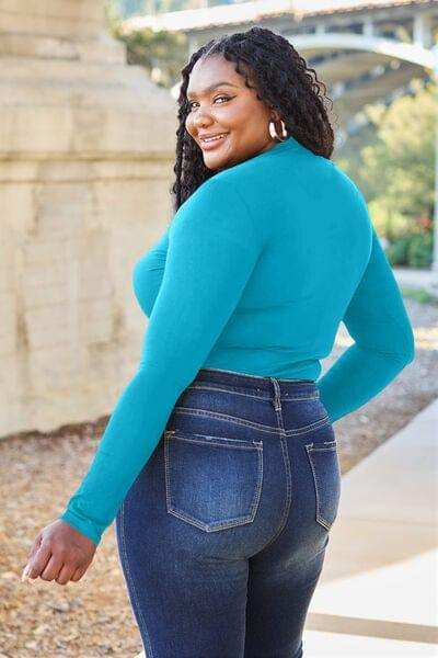 Basic Bae Full Size Mock Neck Long Sleeve Bodysuit - Trendsi - Flyclothing LLC