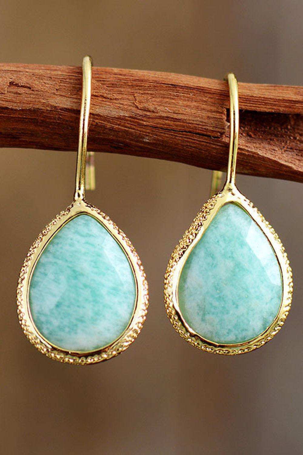 Handmade Natural Stone Teardrop Earrings - Trendsi - Flyclothing LLC