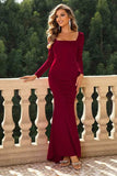 Square Neck Long Sleeve Dress - Trendsi - Flyclothing LLC