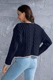 Graphic Cable-Knit Button Up Cardigan - Trendsi - Flyclothing LLC