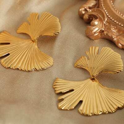 Ginkgo Biloba Design Stud Earrings - Trendsi - Flyclothing LLC