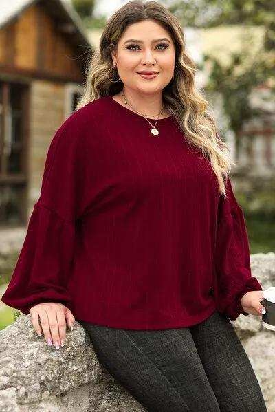Plus Size Round Neck Dropped Shoulder T-Shirt - Trendsi - Flyclothing LLC