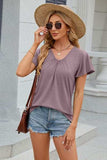 V-Neck Flutter Sleeve T-Shirt - Trendsi - Flyclothing LLC