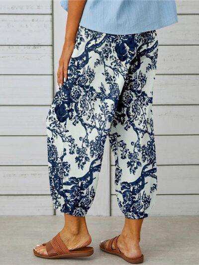 Printed Tied Cropped Pants - Trendsi - Flyclothing LLC