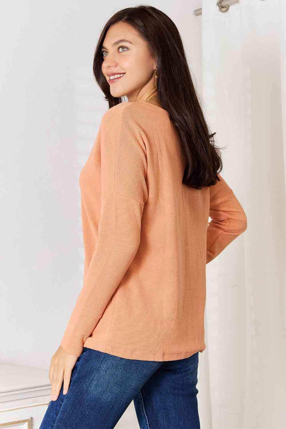Basic Bae Half Button Long Sleeve Top - Trendsi - Flyclothing LLC