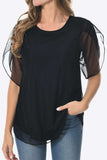 Round Neck Curved Hem Blouse - Trendsi - Flyclothing LLC