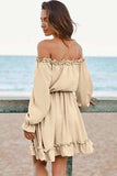 Frill Off-Shoulder Flounce Sleeve Dress - Trendsi - Flyclothing LLC