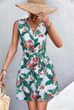 Printed Zip Detail Belted Sleeveless Dress - Trendsi - Flyclothing LLC