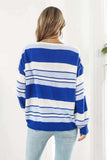 Striped V-Neck Dropped Shoulder Sweater - Trendsi - Flyclothing LLC