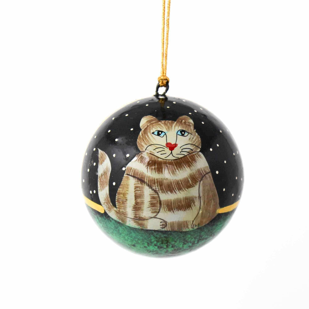 Handpainted Cat Ornaments, Set of 2 - Asha Handicrafts - Flyclothing LLC