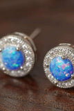 Opal 4-Prong Round Stud Earrings - Trendsi - Flyclothing LLC
