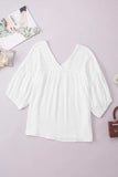 Dropped Shoulder V-Neck Blouse - Trendsi - Flyclothing LLC