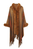 Color Block Fringe Detail Poncho - Trendsi - Flyclothing LLC