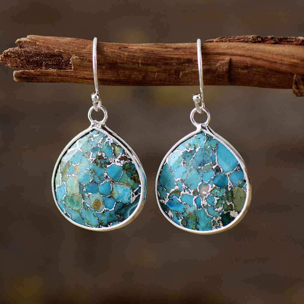 Natural Stone Teardrop Earrings - Trendsi - Flyclothing LLC