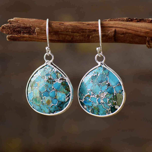 Natural Stone Teardrop Earrings - Trendsi - Flyclothing LLC