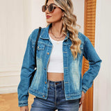 Washed Denim Jacket - Trendsi - Flyclothing LLC