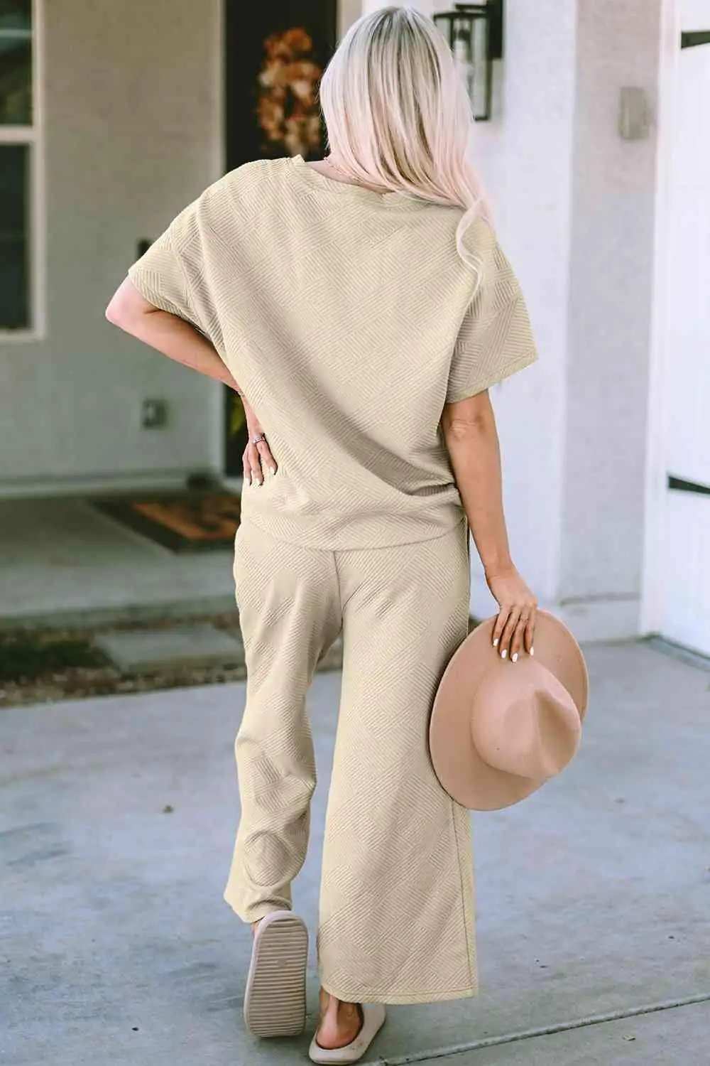 Short Sleeve Top and Pants Set - Trendsi - Flyclothing LLC