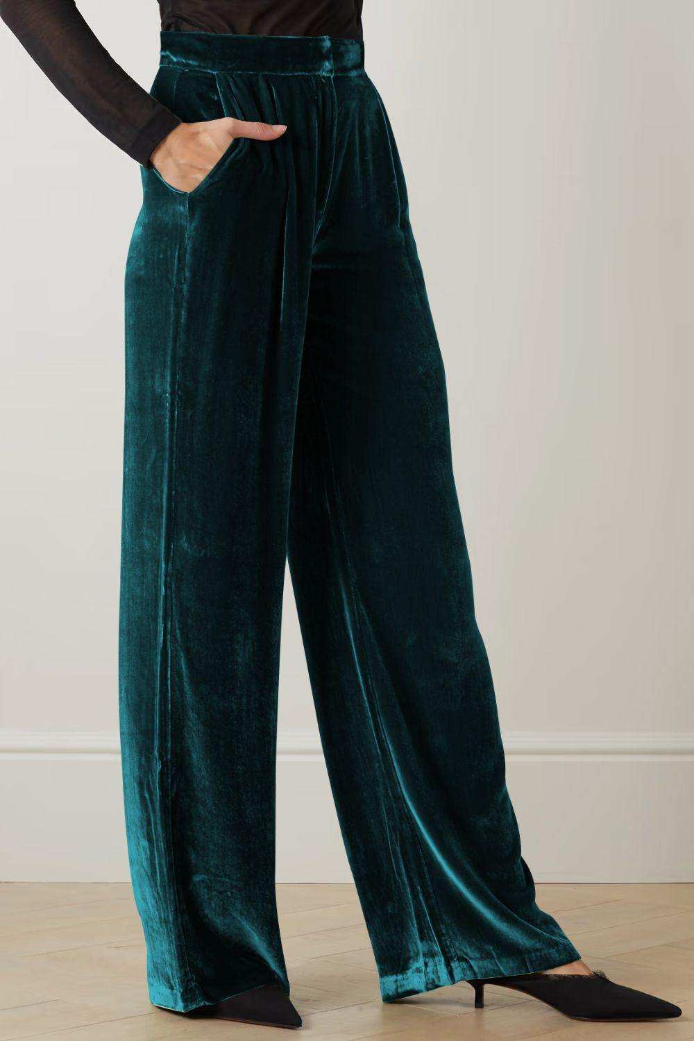 Loose Fit High Waist Long Pants with Pockets - Trendsi - Flyclothing LLC