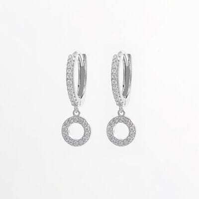925 Sterling Silver Inlaid Zircon Hoop Dangle Earrings - Trendsi - Flyclothing LLC