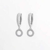 925 Sterling Silver Inlaid Zircon Hoop Dangle Earrings - Trendsi - Flyclothing LLC