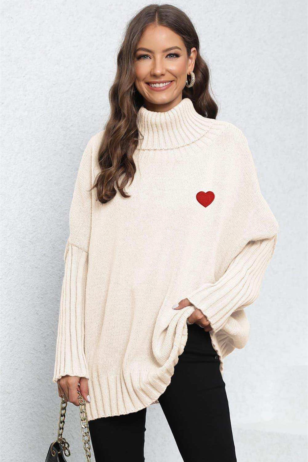 Turtle Neck Long Sleeve Ribbed Sweater - Trendsi - Flyclothing LLC