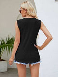 Eyelet Lace Detail V-Neck Tank - Trendsi - Flyclothing LLC