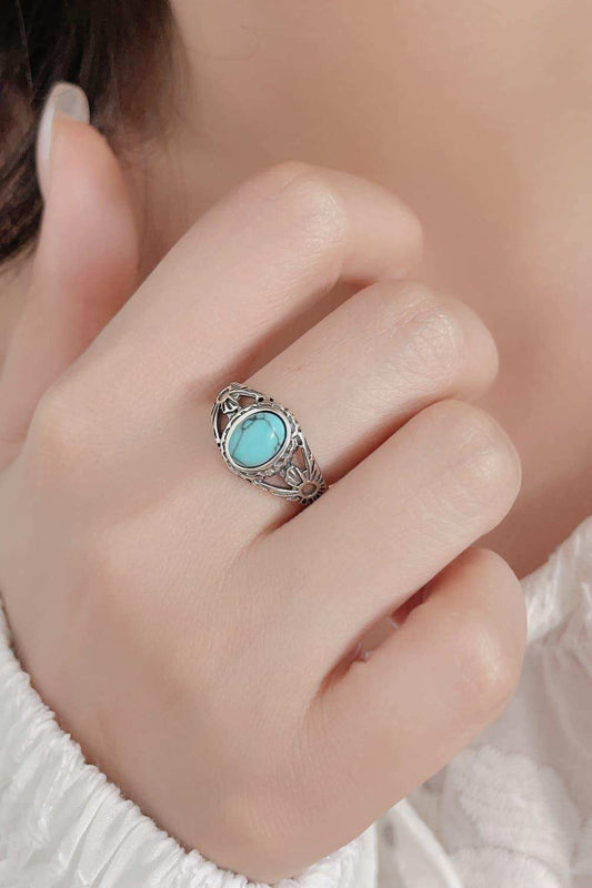 Turquoise 925 Sterling Silver Ring - Trendsi - Flyclothing LLC