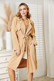 Culture Code Full Size Tied Trench Coat with Pockets - Trendsi - Flyclothing LLC