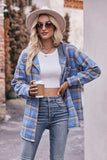 Plaid Dropped Shoulder Hooded Longline Jacket - Trendsi - Flyclothing LLC