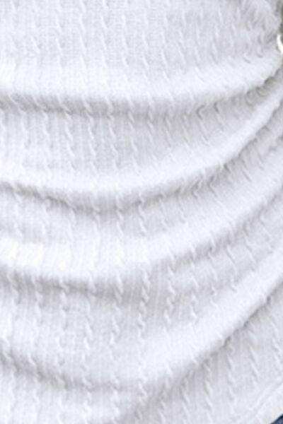 Textured Ruched V-Neck Long Sleeve T-Shirt - Trendsi - Flyclothing LLC