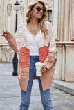 Color Block Openwork Open Front Cardigan - Trendsi - Flyclothing LLC