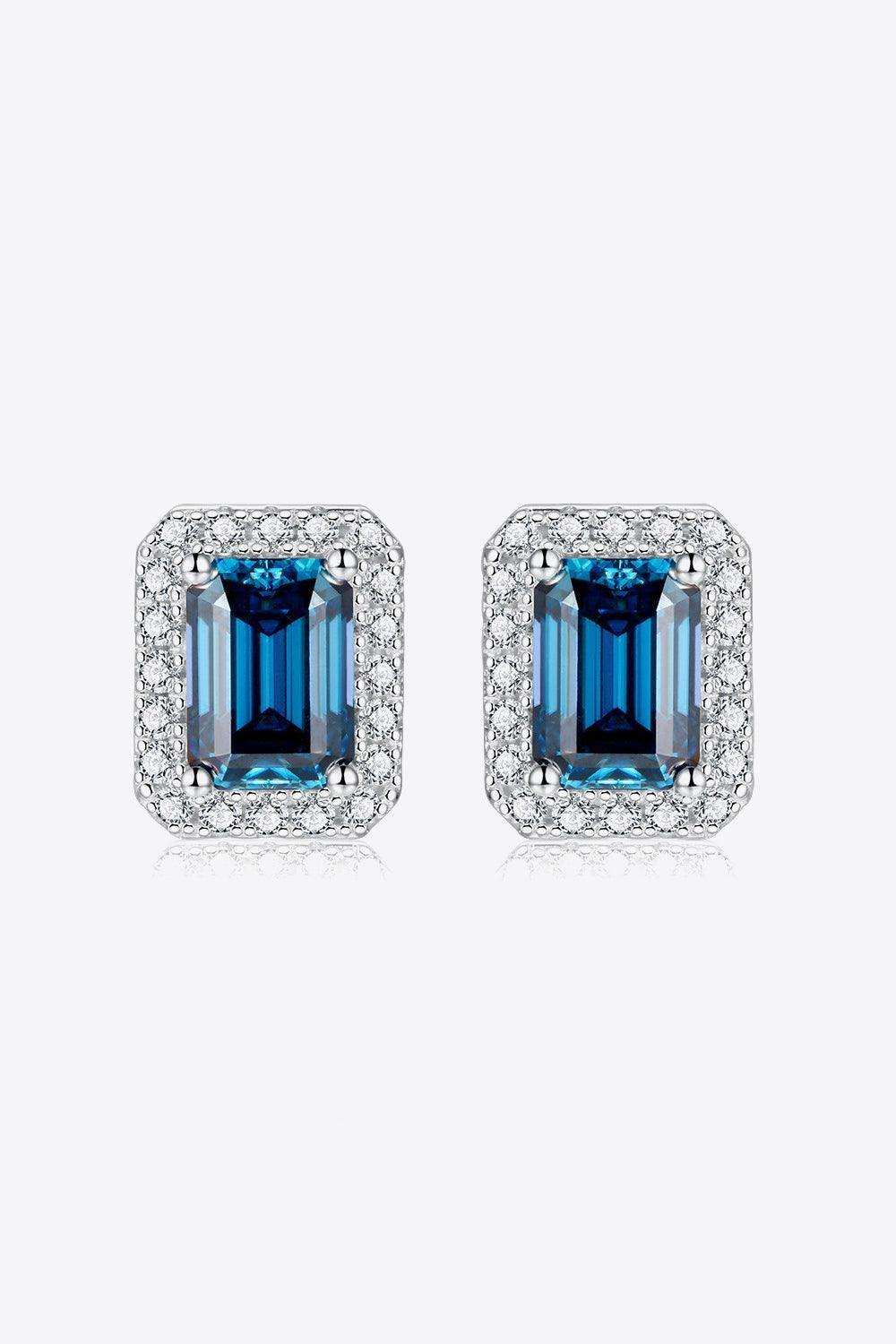 2 Carat Moissanite Stud Earrings in Indigo - Trendsi - Flyclothing LLC