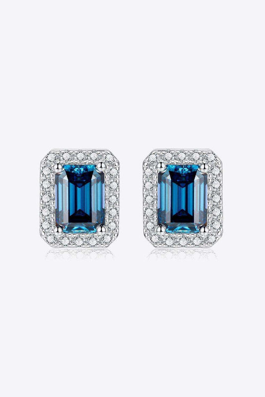 2 Carat Moissanite Stud Earrings in Indigo - Trendsi - Flyclothing LLC
