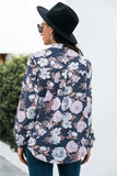 Floral Print Mock Neck Button Front Shirt - Trendsi - Flyclothing LLC