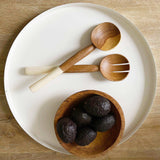 Olive Wood Salad Servers with White Bone - Jedando - Flyclothing LLC