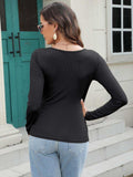Long Sleeve Scoop Neck T-Shirt - Trendsi - Flyclothing LLC